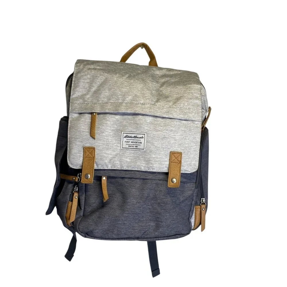 EDDIE BAUER 1st Adventure Cascade Backpack Baby Diaper Bag Gray Insulated Pocket - Picture 2 of 8